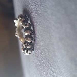Skulls Eternity Band Ring Sterling Silver Size 12 US